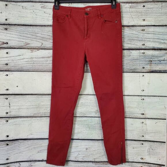 LOFT Outlet Women’s Pants Size 6 Red Skinny Legging Ankle Stretch - Picture 1 of 7